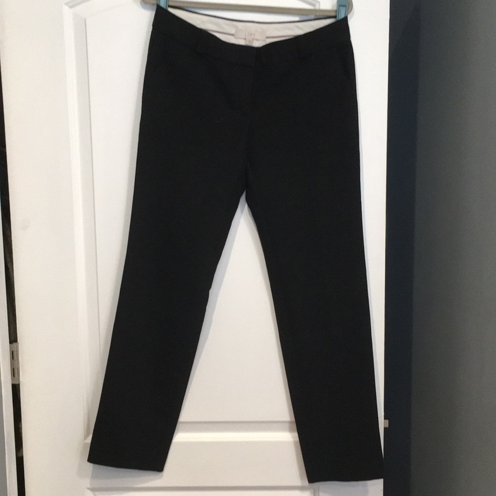 Black wool straight leg dress pants